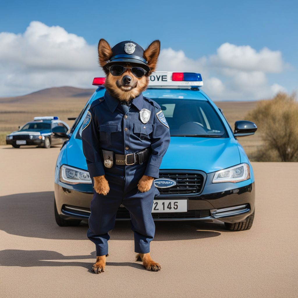00028-20240113232733-7779-A HuWoof dressed as a policeman with a police car in the background _lora_SDXL_HuWoof_LoRA_1_.jpg